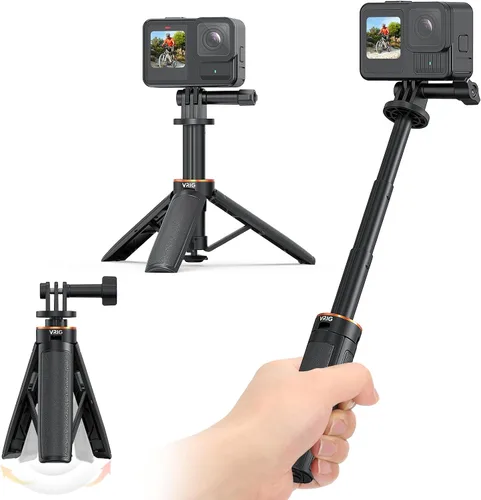 Vista 9 de VRIG TP29 Mini trípode extensible para cámara, portátil con mango pequeño, para cámara web de escritorio, selfie, trípode para DJI Osmo Action