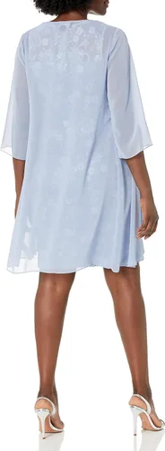 Vista 2 de Alex Evenings - Vestido corto bordado para mujer con chaqueta de ilusión