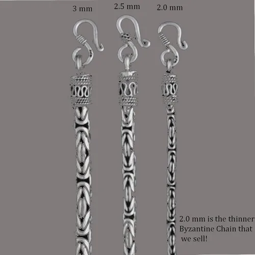 Vista 7 de BluSilver - Collar de cadena de plata de ley 925 de Bizantina hecho a mano en Bali 0.118in