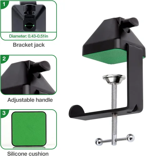 Vista 2 de SUNMON - Abrazadera de montaje en mesa de metal resistente, abrazadera C para micrófono, brazo de tijera de suspensión con tornillo ajustable, se