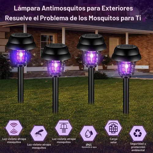 Vista 5 de Qualirey 12 piezas de exterminador solar de insectos al aire libre, impermeable, matamosquitos solar, para exteriores, lámpara repelente