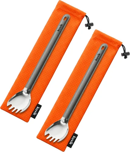 Vista 5 de Kuvіk Titanium Spork - Ultraligero y compacto para acampar y senderismo