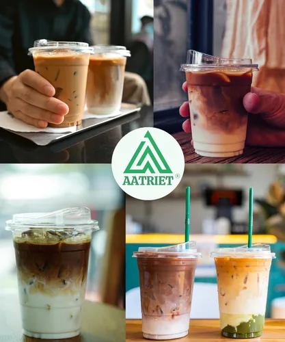 Vista 6 de Vasos de plástico transparente de 9 onzas con tapas para sorber sin pajita, 50 juegos de vasos desechables de plástico para café helado, vasos