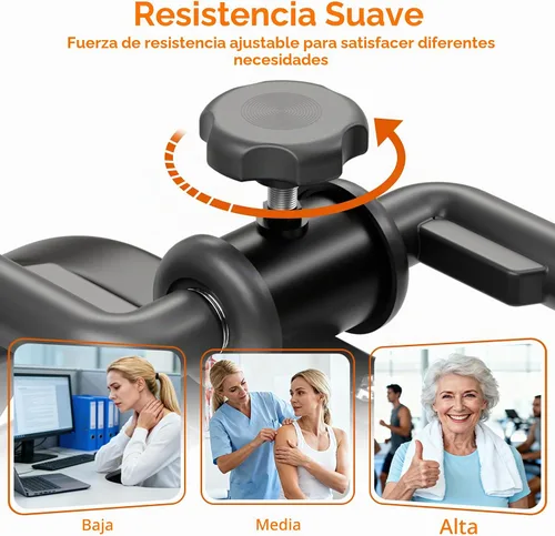 Vista 4 de RYGEO Mini bicicleta estática para ejercicios de recuperación de piernas y brazos, bicicleta de piso ligera y portátil Negro