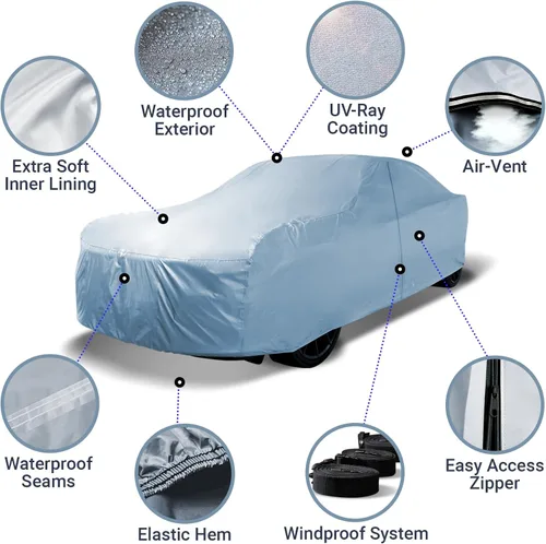 Vista 4 de iCarCover Compatible con Chevy Impala 1994-1996 Cubierta de Coche para Automóviles Acolchada de Ajuste Perfecto Cubierta Exterior Completa