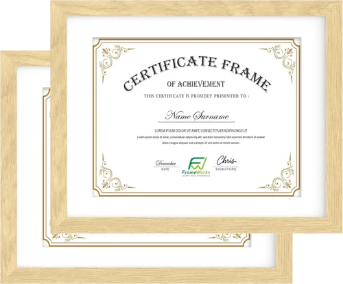 Vista 19 de FrameWorks - Paquete de 2 - Marcos clásicos de madera para documentos y diplomas de 8.5 x 11 pulgadas con vidrio templado - Negro