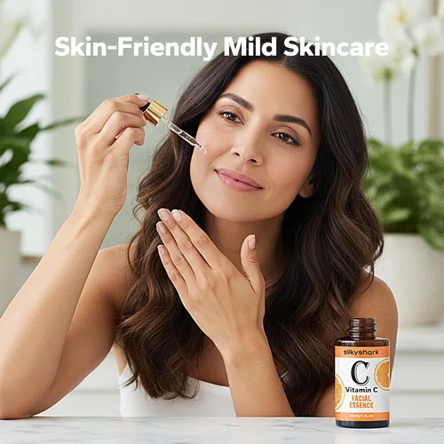 Vista 6 de SilkyShark Suero de vitamina C (1 onza líquida), esencia facial antienvejecimiento y suero para ojos con vitamina C, ácido hialurónico, sueros