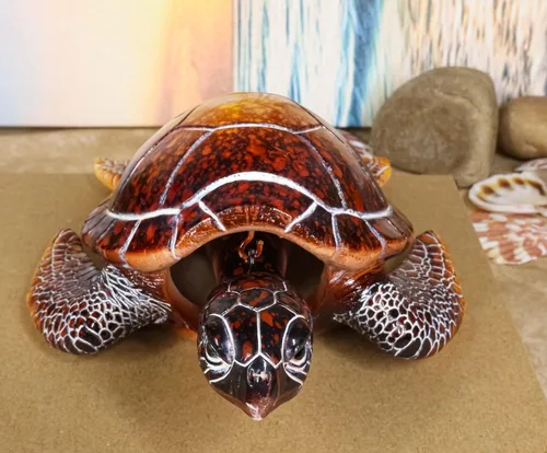 Vista 9 de Ebros Gift Océano náutico Coloridos tonos de concha roja gigante tortuga marina nadando Bobblehead Figurita 6 pulgadas de largo, tortugas reptiles