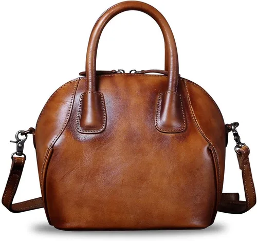 Vista 2 de Bolsos de cuero genuino para mujer, bolso cruzado vintage hecho a mano