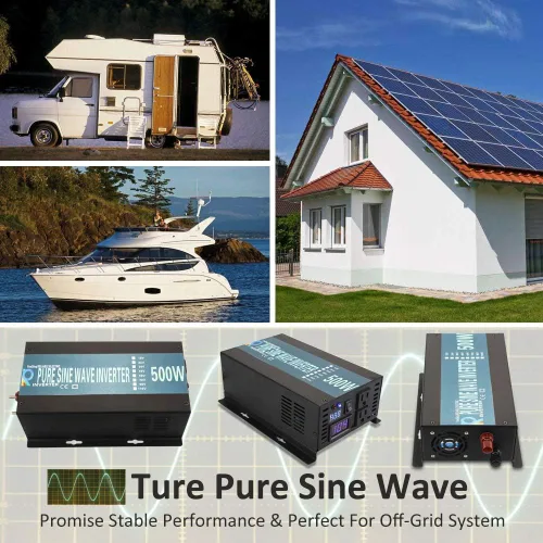 Vista 5 de WZRELB inversor de corriente solar pura de la onda sinusoidal de 500W 24V 120V con el interruptor teledirigido