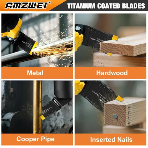 Vista 5 de AMZWEI 100 Piezas Cuchillas para Herramientas Oscilantes, Cuchillas de Sierra Oscilante Universales Profesionales para Corte de Madera y Metal