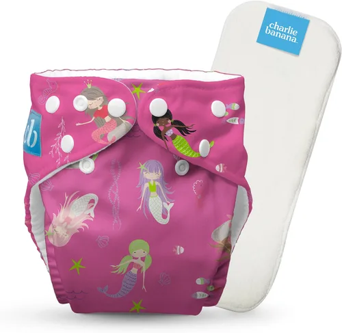 Vista 13 de Charlie Banana Pañales de tela, reutilizables, lavables, ajustables, talla única, para bebés y niños pequeños, con inserto absorbente, aviador