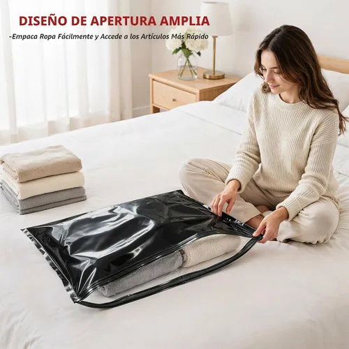 Vista 6 de Travel Vacuum Bags for Clothing with Cordless Pump 18 Combo, Black
