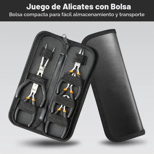 Vista 8 de SOONAN 5 Piezas Alicates Mini, Juego de Herramientas Duraderas Cortadores de Cables – Punta de Aguja Larga, Nariz Larga, Alicate de Punta Curvada
