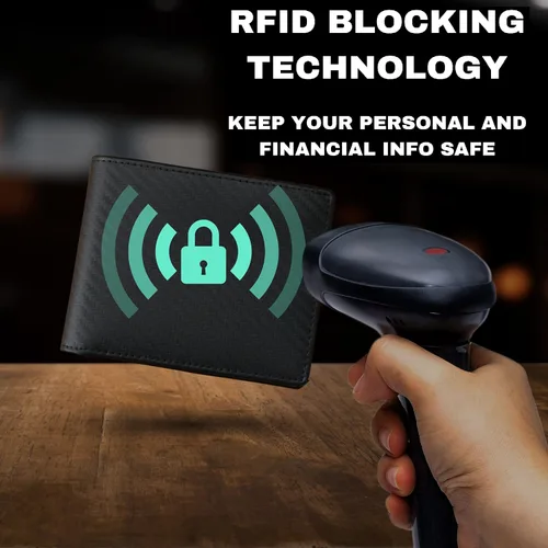 Vista 4 de Stealth Mode Cartera plegable de cuero para hombre con ventana de identificación y bloqueo RFID