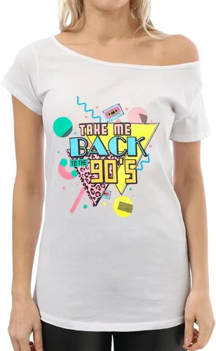 Vista 3 de Take Me Back to The 90s Shirts for Women Vintage Off The Shoulder Shirt Retro Style 90s Birthday Party Tops