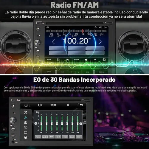 Vista 8 de Estéreo de coche de doble DIN con reproductor de CD/DVD, estéreo de automóvil con pantalla táctil de 7 pulgadas con Apple CarPlay y Android Auto