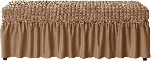 Vista 8 de Funda de banco tapizada elástica de sirsaca para banco de comedor, protector de asiento de banco de comedor con falda, protectores de banco