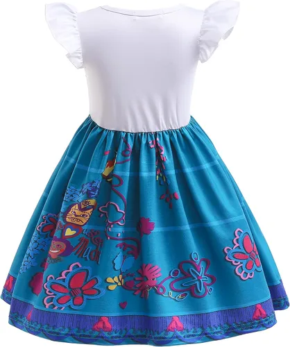 Vista 4 de Encanto Disfraz Mirabel para niños y niñas vestido Mirabel Madrigal vestido de princesa disfraz de cosplay falda estampada para cosplay 8T 512-551in
