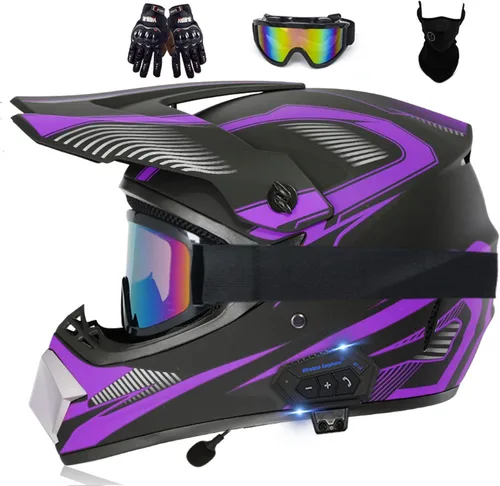 Vista 6 de Casco de motocross Bluetooth para adultos, casco de motocross, aprobado por DOT/ECE, perfecto para motocicletas de motocross, motos de cross, ATV