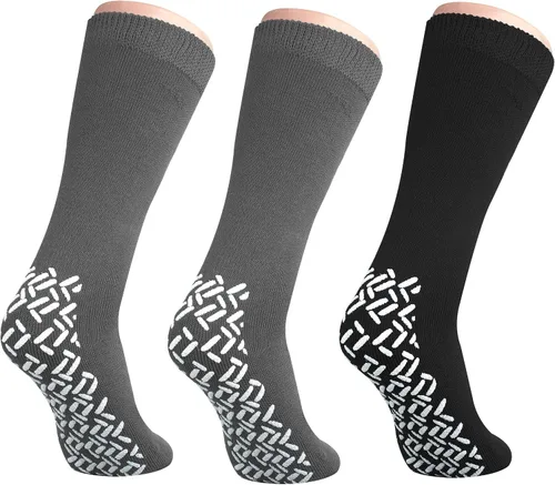 Vista 22 de NOBLES HEALTH CARE PRODUCT SOLUTIONS Paquete de 3 pares – Calcetines antideslizantes XXXL anchos para personas con diabetes hinchada en los pies