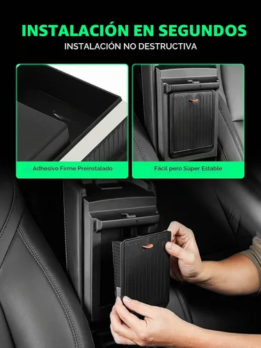 Vista 4 de YHTAUTO Caja de almacenamiento oculta con reposabrazos central para Tesla Apoyabrazos central oculto