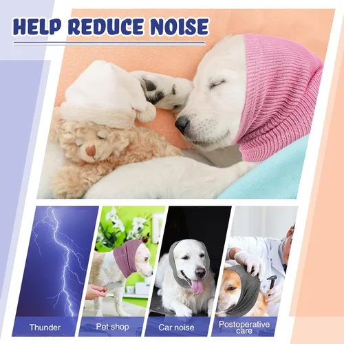 Vista 3 de Saintrygo 4 piezas de fundas para orejas de perro, a prueba de sonido, para ladrar y bañarse, bufanda de invierno cálida para calmar