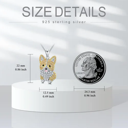 Vista 41 de Collares con colgante de perro de plata de ley S925 – 24 razas corgi/husky/labrador/pastor para mujer