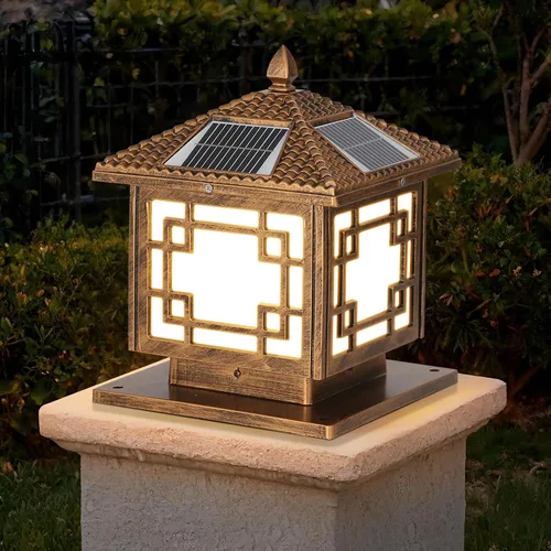 Vista 11 de SLAWA Farol de Iluminación Solar de 9.8 Pulgadas para Exteriores, Luz para Tapas de Postes con Lámpara de Columna LED Alimentada por Energía Solar