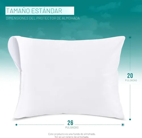Vista 2 de Utopia Bedding - Funda de almohada impermeable con cremallera, 20 x 26 pulgadas, 2 unidades, estándar, color blanco