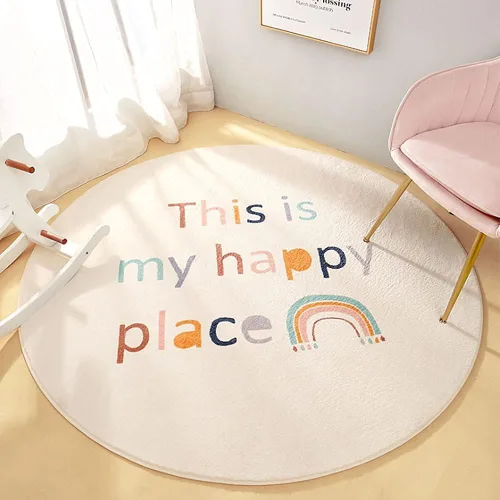 Vista 13 de Poowe Blue Fantasy - Alfombra circular esponjosa, lavable, alfombra para habitación de niños, antideslizante, para interiores, entrada, 31.5