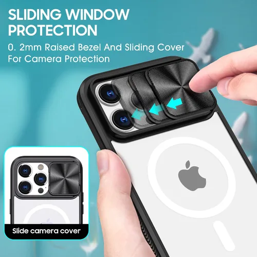 Vista 3 de Funda para iPhone 11 Pro Max compatible con Magsafe con cubierta de cámara deslizante, grado militar, resistente a los golpes, resistente
