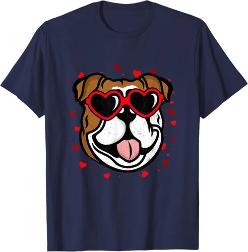 Vista 58 de Bulldog Valentine - Camiseta para amantes de las gafas de sol para perros, Negro