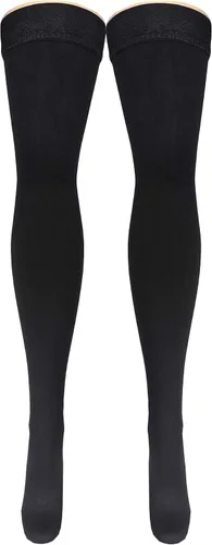 Vista 5 de Truform Calcetines de compresión, 20-30 mmHg, calcetines de vestir para hombre, hasta el muslo por encima de la rodilla, negro, S