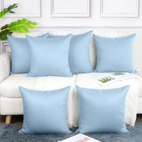 Vista 46 de Coddsmz Paquete de 6 fundas de almohada decorativas 100% algodón, fundas de cojín cuadradas de Navidad sólidas para el hogar, cama, sofá, día