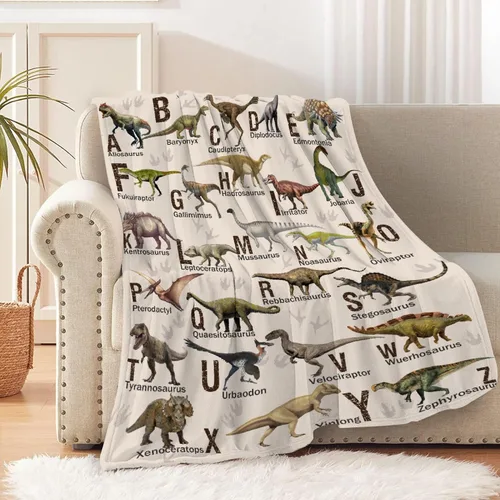 Vista 28 de Manta de dinosaurio para regalo, manta de franela ultra suave y acogedora, manta de forro polar ligera y mullida, manta de felpa cálida para sofá