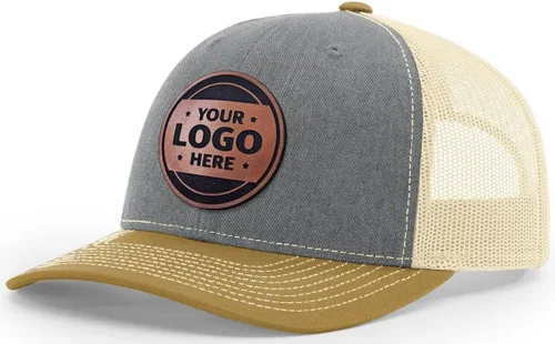 Vista 48 de Sombrero de parche de cuero de camionero personalizado grabado con láser