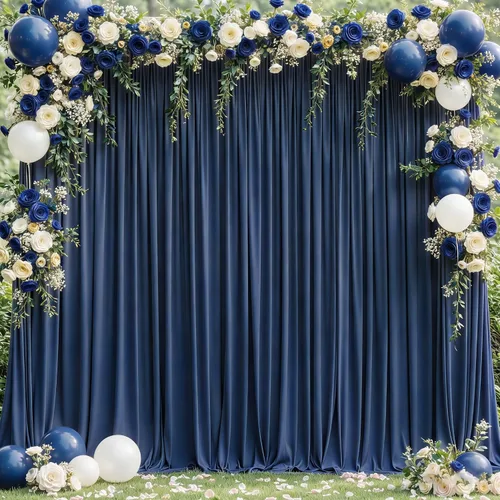 Vista 66 de Cortinas de fondo azul bebé de 8 x 10 pies para bodas, cortinas de fondo de poliéster sin arrugas, para baby shower, fiestas de cumpleaños