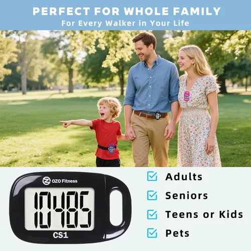 Vista 7 de Clip-on 3D Pedometer for Walking Steps Counter with Lanyard, Simple Exercise Tracker for Women and Seniors with Large Accurate Digital Display