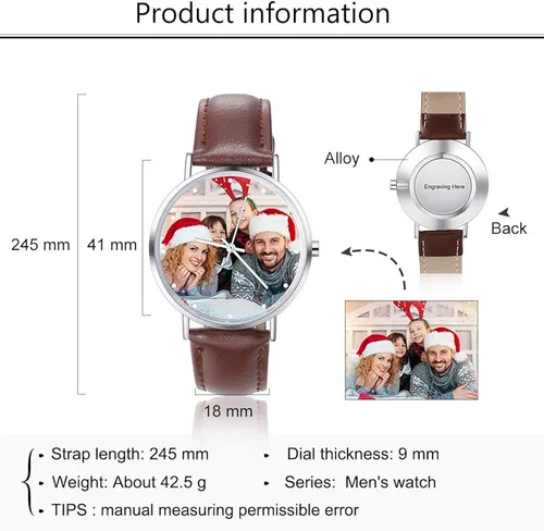 Vista 2 de Regalo del Día del Padre, relojes con foto personalizados para hombres, reloj impermeable para papá, regalos personalizados para padre, marido