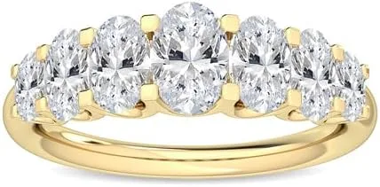 Vista 5 de CUSTOMIZE JEWELS 2.10 ctw Oval Shape White Lab Grown Diamond In 14K Gold Side Stone Engagement Ring,F-GVS1-VS2