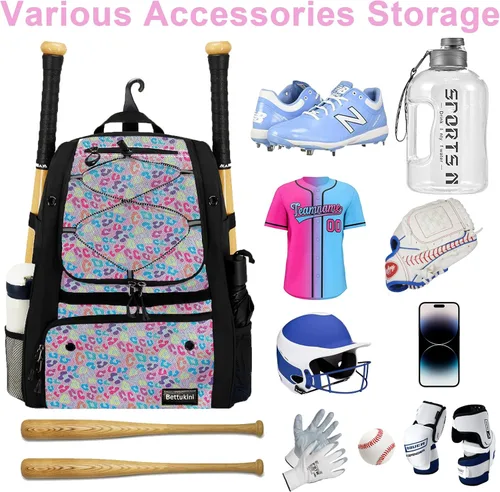 Vista 23 de Bolsa de béisbol juvenil con compartimento ventilado para zapatos, bolsa de bate de sóftbol para guantes de bateo, casco, equipo de teeball