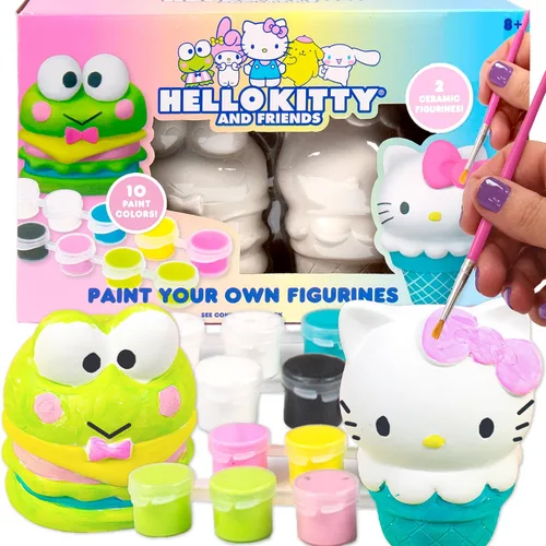 Vista 2 de Horizon Group USA Pinta tu propio kit de figuras, proyecto de arte de bricolaje para niños, Hello Kitty y amigos, mediano (paquete de 4)