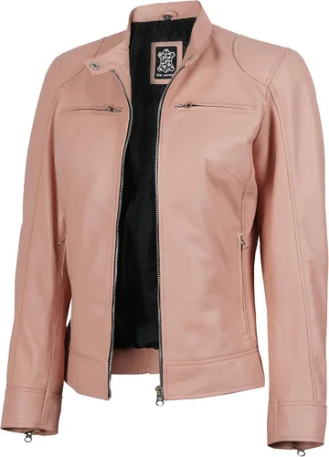Vista 8 de Decrum Leather Jacket for Women - Real Lambskin Casual Leather Jackets Womens Cera bronceada