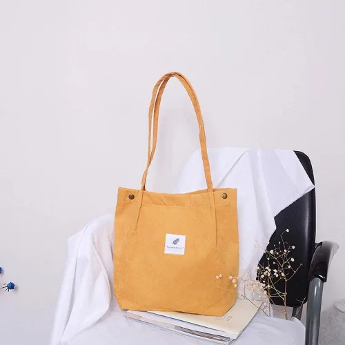 Vista 6 de WantGor Bolso de mano o de hombro de pana y de gran capacidad para mujer