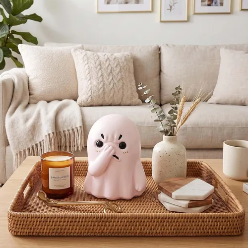 Vista 5 de Figura de fantasma de nariz sosteniendo: divertida estatua de fantasma de Halloween para decoración de baño o estante, adornos espeluznantes