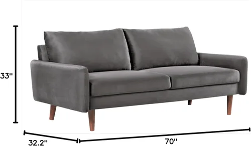 Vista 2 de Container Furniture Direct Kent - Sofá de terciopelo para salas de estar modernas y espacios compactos, cómodo sofá de 3 plazas, muebles de estudio