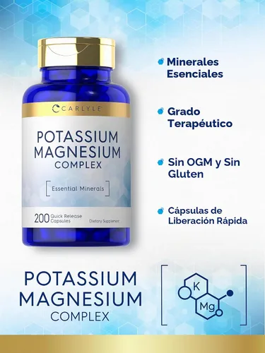 Vista 4 de Carlyle Suplemento de potasio y magnesio 200 cápsulas