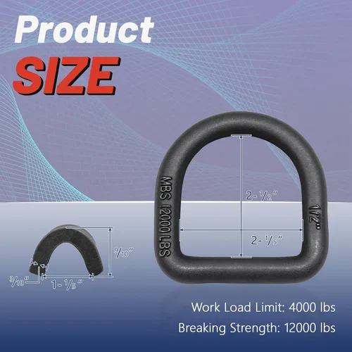 Vista 2 de dreamdragon Anillo en D Forjado de Soldadura Resistente de 1/2" - Anillo en D de 12,000 Libras para Amarre de Remolque para Remolque, Carga