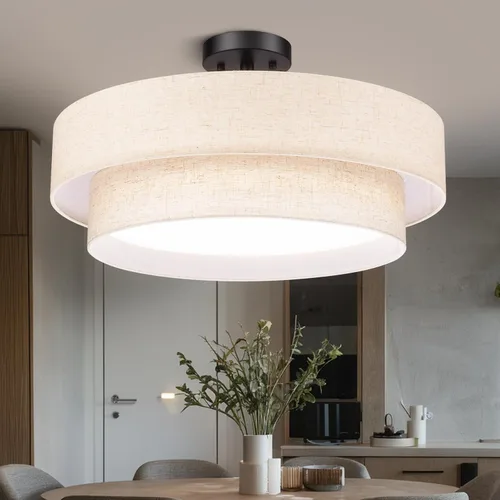 Vista 12 de Hamilyeah Lámpara de techo LED de montaje empotrado con pantalla de tela, accesorio de iluminación de cocina de 12 pulgadas, montaje de techo 5CCT